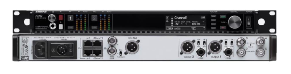 Shure AD4D Two-Channel Digital Wireless Receiver - Gravity Media