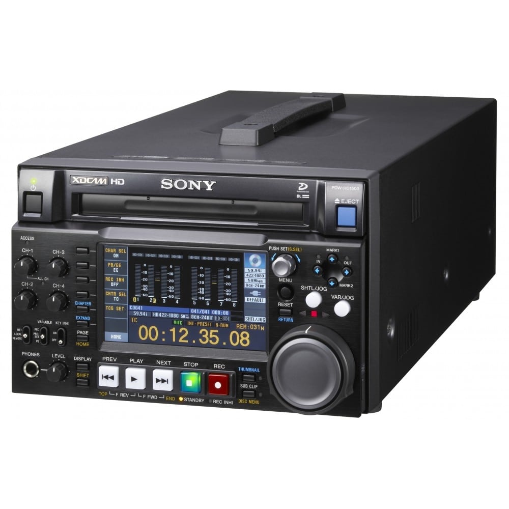 Sony PDW-HD1500 Top-of-the-range XDCAM HD deck recording HD material at up to 50Mb/s onto Dual Layer, full range of AV and IT in