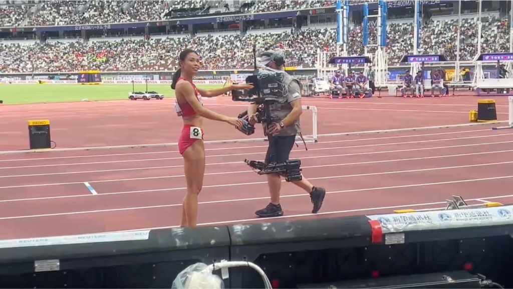Live filming at the World Athletics Championships